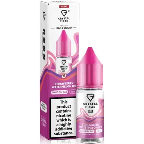 Strawberry Watermelon Ice Nic Salt E-Liquid by Crystal Clear Bar Salts 10ml - 10mg